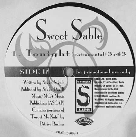 Sweet Sable : Tonight (12", Promo)