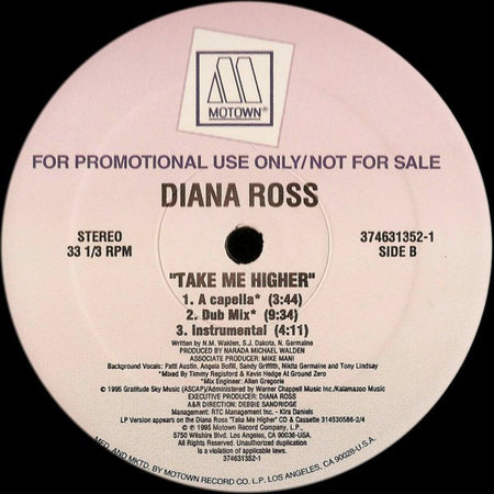 Diana Ross : Take Me Higher (12", Promo)