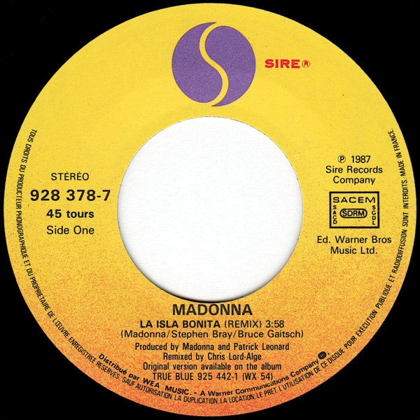 Madonna : La Isla Bonita (7", Single)