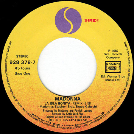 Madonna : La Isla Bonita (7", Single)