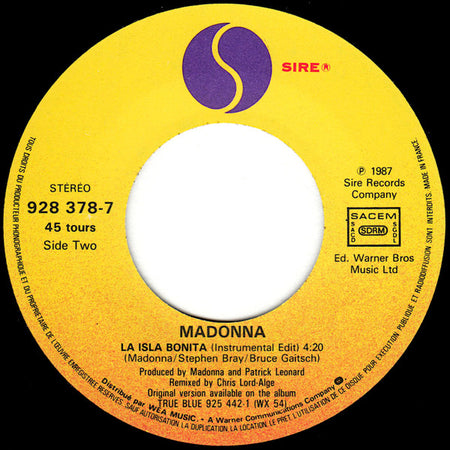 Madonna : La Isla Bonita (7", Single)