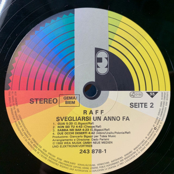 Raf (5) : Svegliarsi Un Anno Fa (LP, Album)