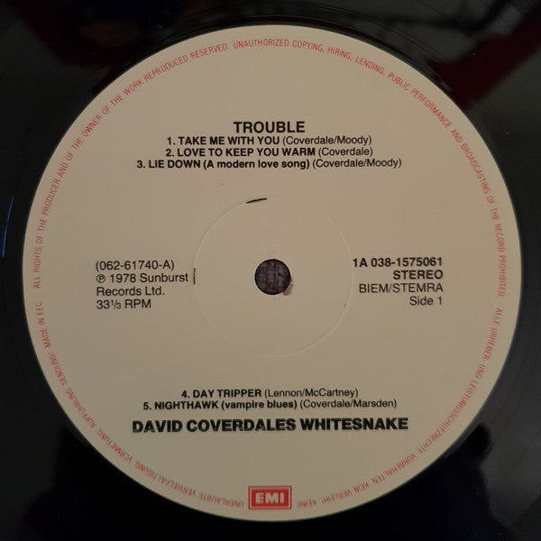 Whitesnake : Trouble (LP, Album, RE)