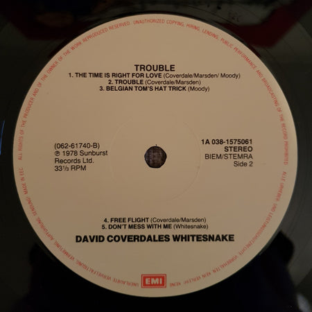 Whitesnake : Trouble (LP, Album, RE)