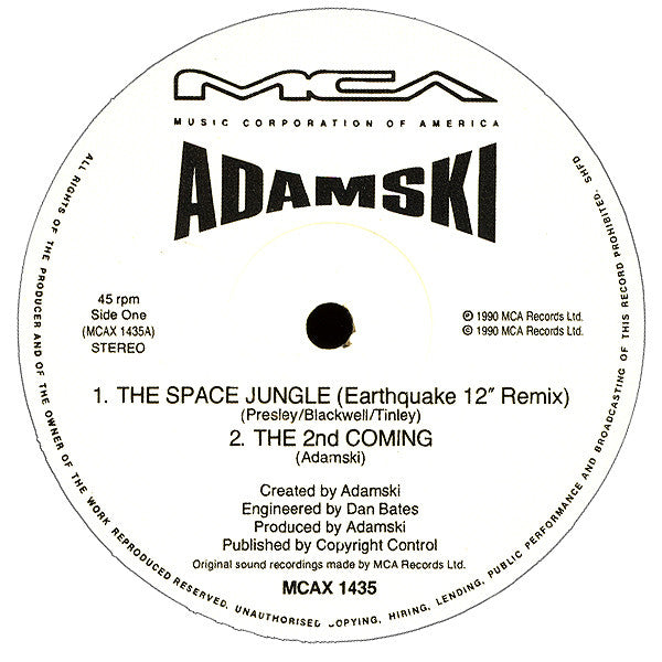 Adamski : The Space Jungle (Earthquake Remix) (12", Single)
