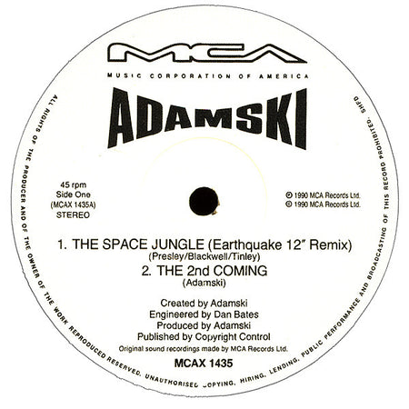 Adamski : The Space Jungle (Earthquake Remix) (12", Single)