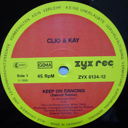 Clio & Kay : Keep On Dancing (Remix '89) (12", Maxi)