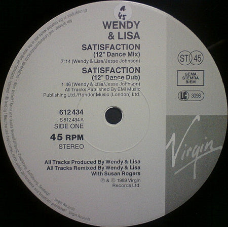 Wendy & Lisa : Satisfaction (12", Single)