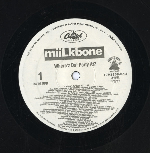 Miilkbone : Where'z Da' Party At? (12")