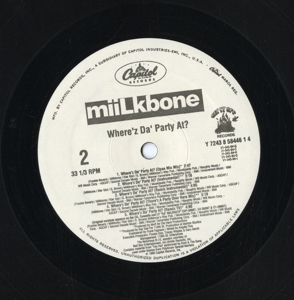 Miilkbone : Where'z Da' Party At? (12")