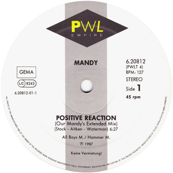 Mandy Smith : Positive Reaction (12", Maxi)
