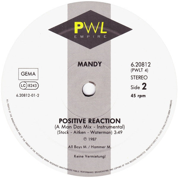 Mandy Smith : Positive Reaction (12", Maxi)