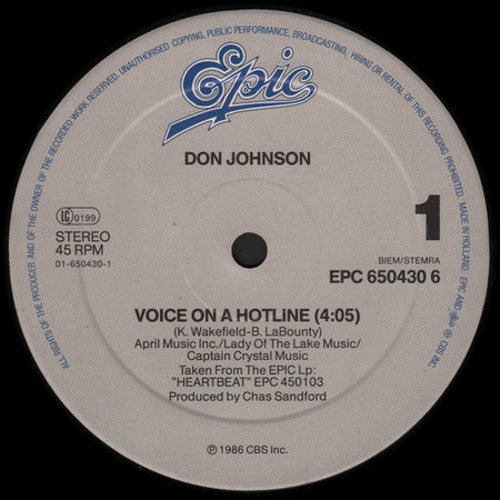 Don Johnson : Voice On A Hotline (12", Maxi)