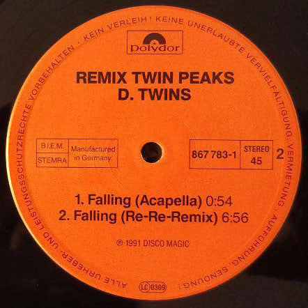 D. Twins : Twin Peaks - Falling (Remix By D.J. Herbie) (12")
