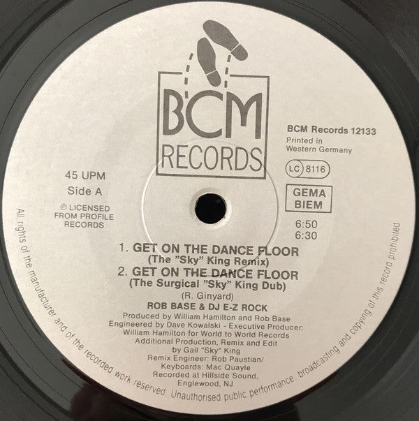 Rob Base & D.J. E-Z Rock* : Get On The Dance Floor (12")