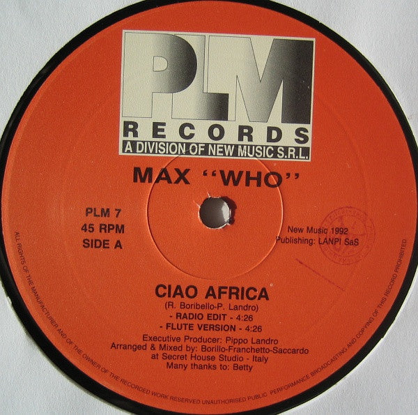 Max Who : Ciao Africa (12")