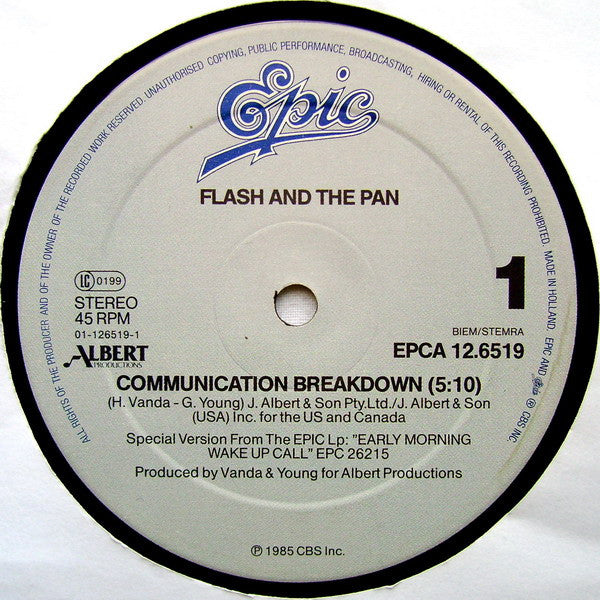 Flash & The Pan : Communication Breakdown (Remix) (12", Maxi)