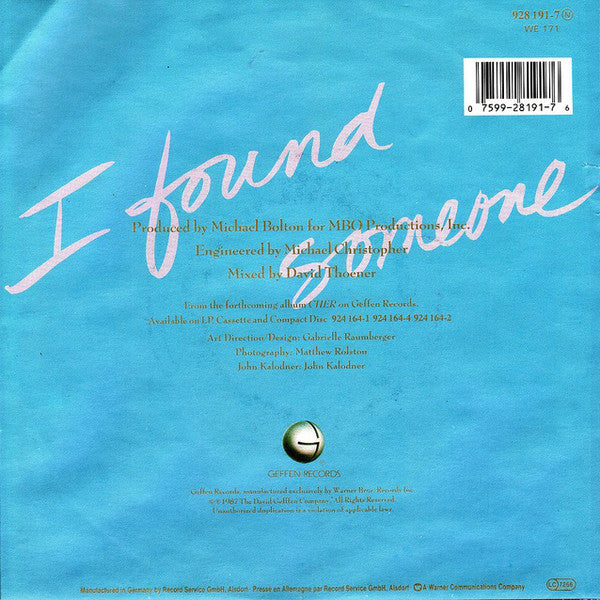 Cher : I Found Someone (7", Single)