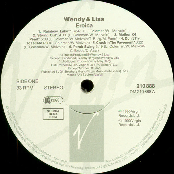 Wendy & Lisa : Eroica (LP, Album)