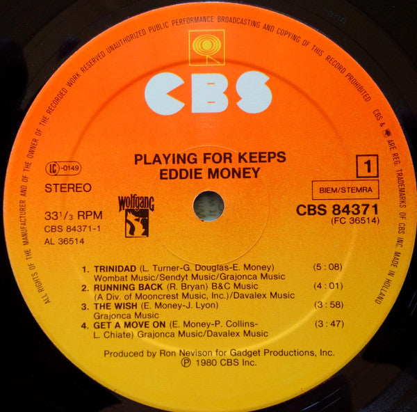 Eddie Money : Playing For Keeps (LP, Album)