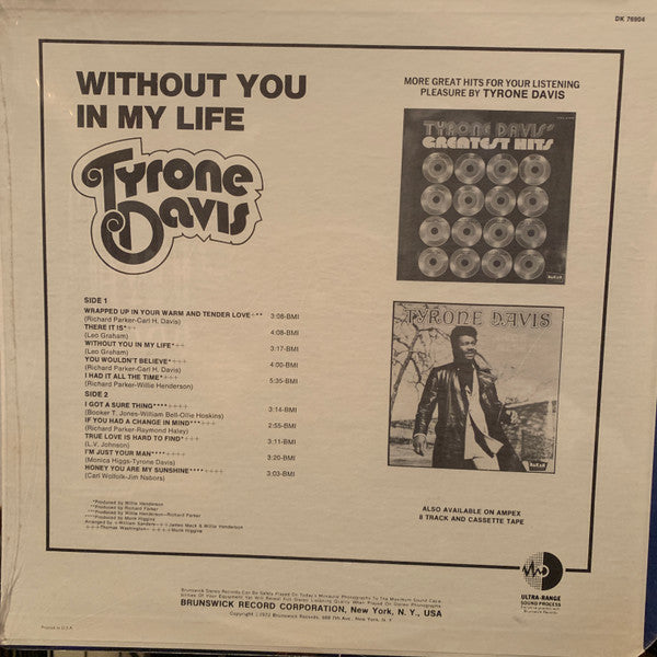 Tyrone Davis : Without You In My Life (LP, Album)