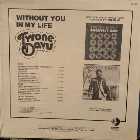Tyrone Davis : Without You In My Life (LP, Album)