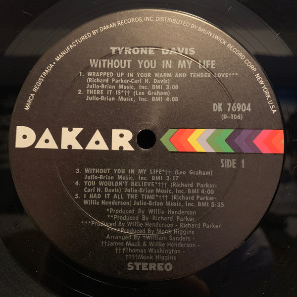 Tyrone Davis : Without You In My Life (LP, Album)