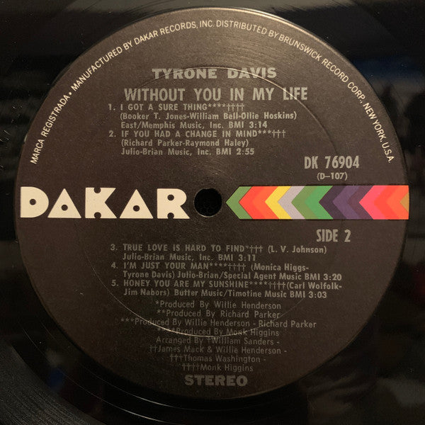 Tyrone Davis : Without You In My Life (LP, Album)