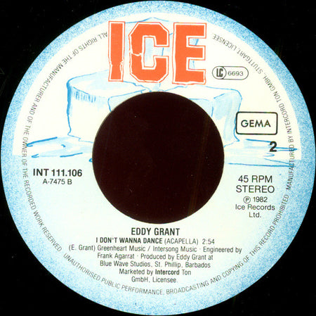 Eddy Grant : I Don't Wanna Dance (7", Single)