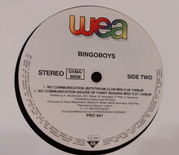 Bingoboys : No Communication (12")
