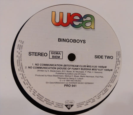 Bingoboys : No Communication (12")