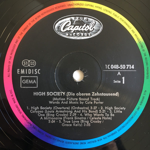 Various : High Society (Die Oberen Zehntausend) (Motion Picture Soundtrack) (LP, RE, Rai)