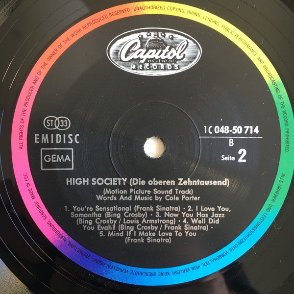 Various : High Society (Die Oberen Zehntausend) (Motion Picture Soundtrack) (LP, RE, Rai)