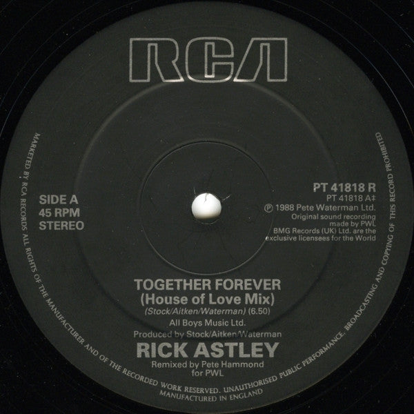 Rick Astley : Together Forever (House Of Love Mix) (12")