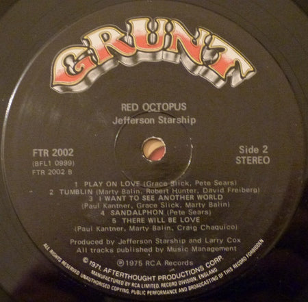 Jefferson Starship : Red Octopus (LP, Album)