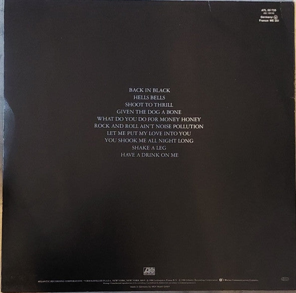 AC/DC : Back In Black (LP, Album, RE)