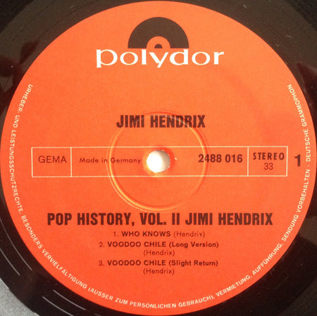 Jimi Hendrix : Pop History Vol 2 (2xLP, Comp, Gat)