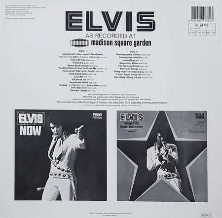 Elvis Presley : Elvis As Recorded At Madison Square Garden (LP, Album, RE)