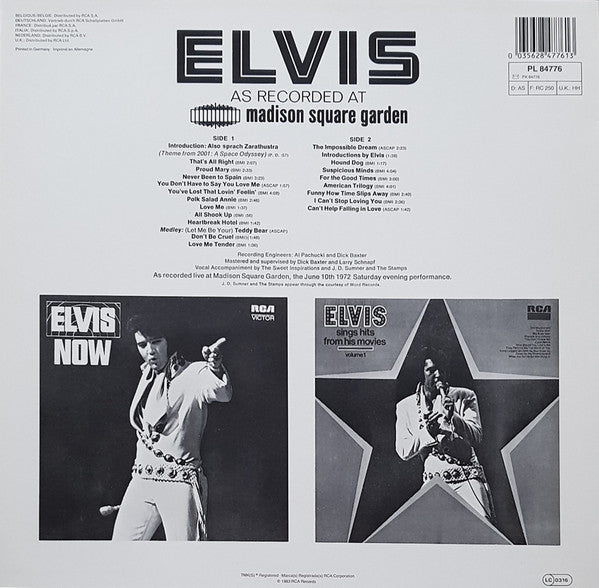 Elvis Presley : Elvis As Recorded At Madison Square Garden (LP, Album, RE)
