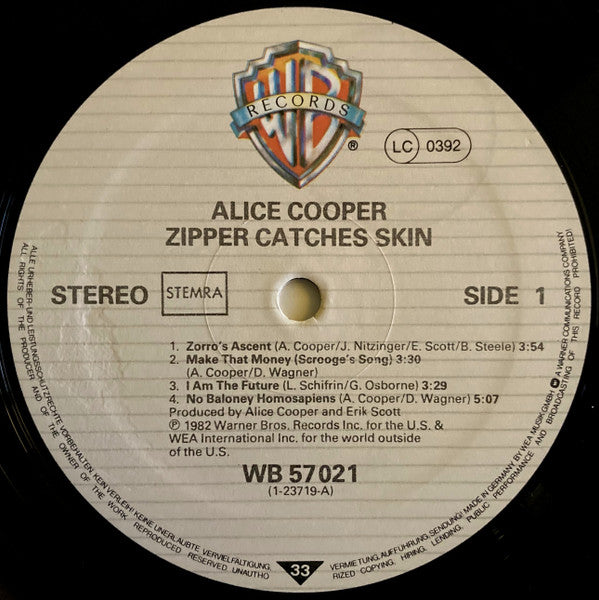 Alice Cooper (2) : Zipper Catches Skin (LP, Album)