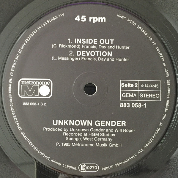 Unknown Gender : Tragedy (12", Maxi)