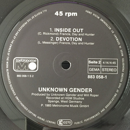 Unknown Gender : Tragedy (12", Maxi)