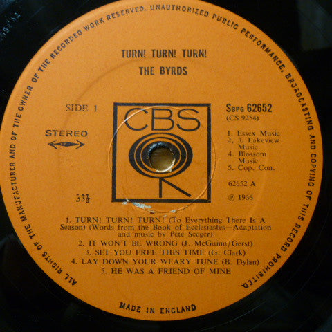 The Byrds : Turn! Turn! Turn! (LP, Album, RE)