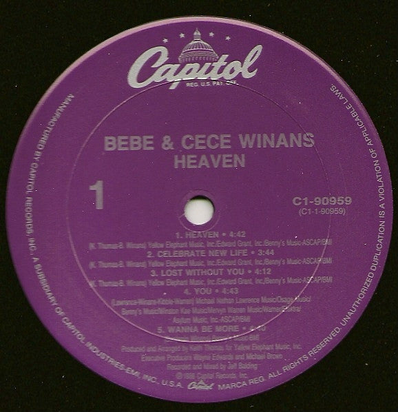 Bebe & Cece Winans : Heaven (LP, Album)
