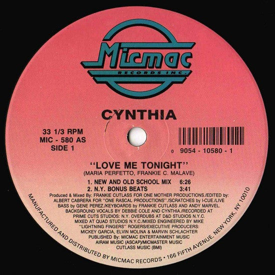 Cynthia : Love Me Tonight (12", Single)