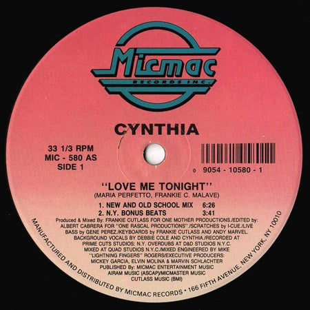 Cynthia : Love Me Tonight (12", Single)
