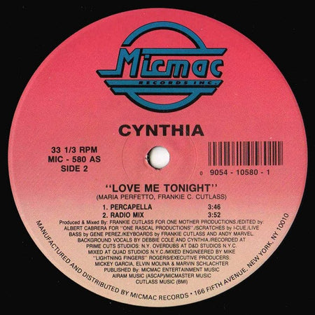 Cynthia : Love Me Tonight (12", Single)