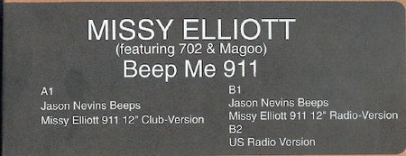 Missy Elliott Featuring 702 & Magoo (3) : Beep Me 911 (12", Promo)