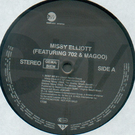 Missy Elliott Featuring 702 & Magoo (3) : Beep Me 911 (12", Promo)