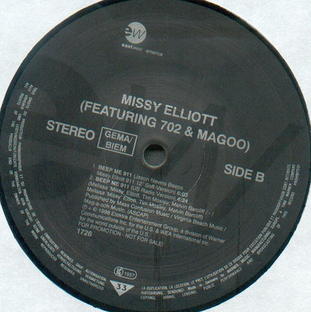 Missy Elliott Featuring 702 & Magoo (3) : Beep Me 911 (12", Promo)